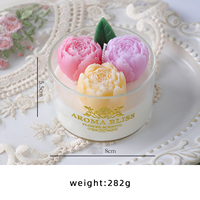 Neuartige Elegante Handgefertigte Pfingstrosen-Blumen Glasgefäß Sojawachs Duftkerzen Hochzeits-Party-Geschenke Wohndekor Ornamente Aroma-Kerzen
