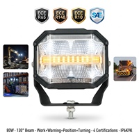 SM203A-A 80W 8 LED haute intensité 50 000 heures de lumière de travail pour SUV ATV UTV Étanche IP6K9K 130 °   Garantie de 2 ans contre les inondations