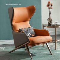 Fauteuil en cuir moderne Chaise en cuir solide et souple pour le salon Mobilier modulaire pour villas appartements fermes