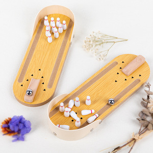 Giocattolo educativo per bambini Mini palla da Bowling in legno per interazione bambino-genitore gioco da tavolo divertente per <span class=keywords><strong>tutti</strong></span> - Product Image 4