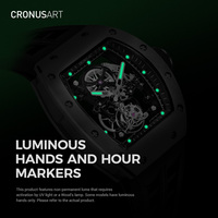 Montre squelette tourbillon pour homme CRONUSART, remontage manuel, boîtier en titane, étanche 5 ATM, verre saphir, bracelet en fluororubber