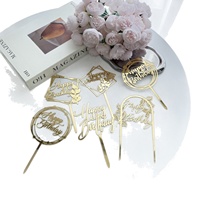 Décorations de gâteau d'anniversaire écologiques de style classique et topper doré en acrylique – Fournitures de fête pour tous les âges