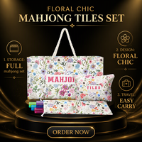 Sac de rangement multifonctionnel portable imprimé style américain pour Mahjong, blanc, rose, bleu ciel