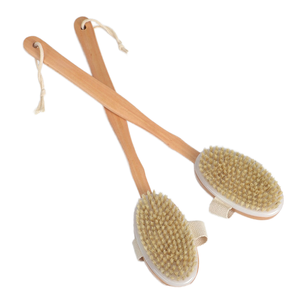 Sikat pemijat tubuh pegangan panjang dapat dilepas bulu kayu alami pengelupasan mandi punggung kering sikat tubuh spons <span class=keywords><strong>Loofah</strong></span> Sisal - Product Image 1