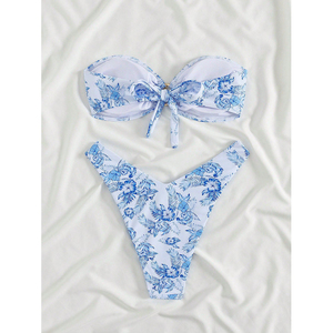 Nuevo Bikini sin Tirantes 2026, <span class=keywords><strong>Traje</strong></span> <span class=keywords><strong>de</strong></span> <span class=keywords><strong>Baño</strong></span> con Estampado Floral Azul, Lindo <span class=keywords><strong>Traje</strong></span> <span class=keywords><strong>de</strong></span> <span class=keywords><strong>Baño</strong></span> con <span class=keywords><strong>Top</strong></span> <span class=keywords><strong>de</strong></span> Tubo con Cordones <span class=keywords><strong>para</strong></span> Mujer - Product Image 3