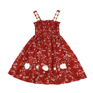 Robe d'été pour filles, imprimé feuilles, jupe de princesse à bretelles, vêtements pour enfants, vente en gros, nouvelle collection 2022 - Product Image 5