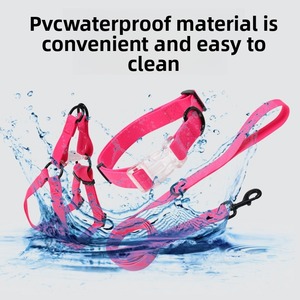 ชุดปลอกคอและสายจูงสัตว์เลี้ยง PVC คุณภาพสูง แข็งแรงทนทาน |   กันน้ำ 100% ป้องกันกลิ่น ฮาร์ดแวร์โลหะ หมุดย้ำ หัวเข็มขัดใส นุ่มสบาย - Product Image 2