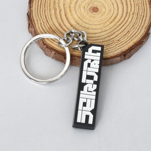 Bán Buôn Thiết Kế Kim Loại Keyring Nhà Sản Xuất Cá Nhân Logo Điện Di Kim Loại Màu Đen Móc Khóa - Product Image 3