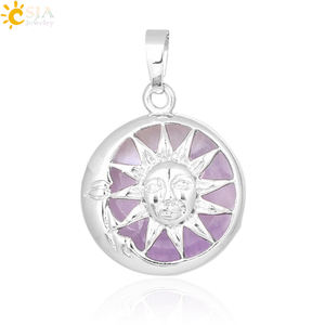 <span class=keywords><strong>CSJA</strong></span>-Pendentif en Quartz Rose, Perle Ronde Naturelle, Chakra Lune, Soleil, Dieu, Énergie, pour la Fabrication de Colliers, F371 - Product Image 2