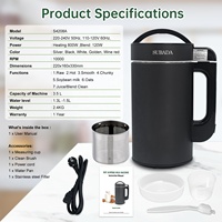 Machine à lait végétal saine à base de plantes, pour lait de soja, amande, noix, cacahuète, noix de coco, avoine, 1,5 L, sans filtre, nettoyage automatique, extracteur de jus, robot culinaire SUS