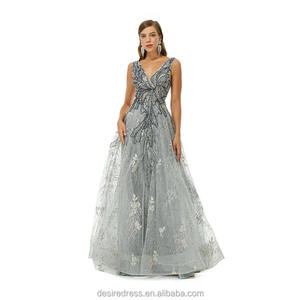 فساتين زفاف أنيقة باللون الرمادي للسيدات والنساء لؤلؤ ثلاثي الأبعاد برقبة على شكل حرف v مقاس كبير فساتين سهرة لأم العروس - Product Image 2
