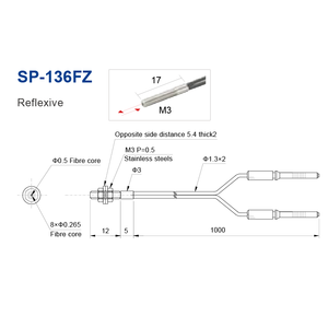 Sensor de Fibra Óptica de Reflexión Difusa con Radio R2 de 450 mm de <span class=keywords><strong>Distancia</strong></span> de Detección, Tubo de Fibra Óptica, Sonda de Sensor Óptico de Fibra, Reemplazo para FU-35FZ - Product Image 3