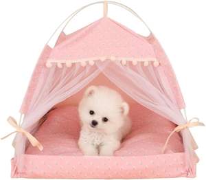 Tienda de campaña plegable para perros al por mayor, casa portátil rosa para perros, tienda de campaña acogedora y transpirable para mascotas - Product Image 1