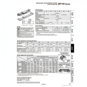Cilindro sin vástago de SMC Pneumatics, categoría de producto articulado mecánicamente - Product Image 1