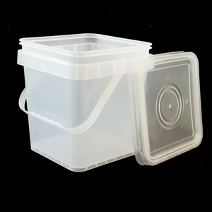 Nhỏ Đầy Màu Sắc Rõ Ràng Vuông Nhựa Xô Với Nắp Đậy Với Tay Cầm - Product Image 3