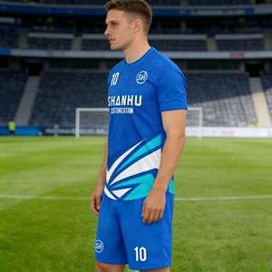 Maillot de football personnalisé pour homme adulte, t-shirt d'équipe de football à manches courtes, respirant, séchage rapide, polyester, uniforme imprimé - Product Image 3