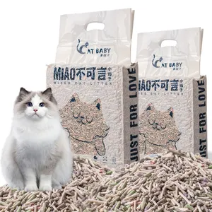 Prix d'usine arc-en-ciel toilette rincable bentonite argile mixte tofu litière pour chat