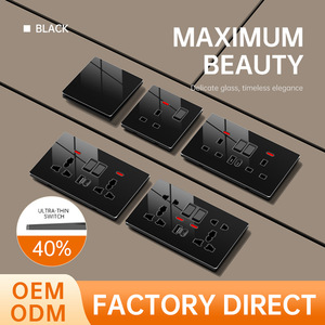 สวิตช์และเต้ารับติดผนัง <span class=keywords><strong>LAPU</strong></span> Luxury กระจกนิรภัย ขนาด 86 มม. 146 มม. สีขาว ดำ เทา ทอง - Product Image 2