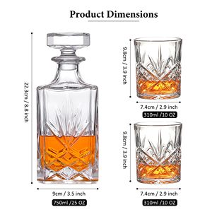 Juego de Decantador de Whisky con 2 Vasos, Decantador Cuadrado de Vidrio de 28oz con Estampado Dorado, Regalo para Hombre para Whisky, Tequila, <span class=keywords><strong>Bourbon</strong></span>, Brandy, Vodka - Product Image 4