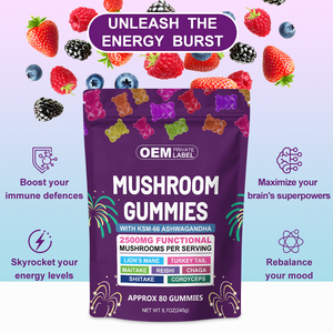 Oem Fabricage Met De Beste Service Voor Immuunondersteuning <span class=keywords><strong>Ashwagandha</strong></span> & Leeuwenmanen Gummies Supplement-Uitgebreide Paddenstoelgummy - Product Image 3