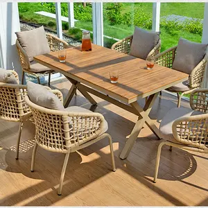 Garden Waterpoof Durable Rope Wicker Chair Restaurant Dining Outdoor Table Set Patio Furniture Product