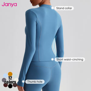 Janya 2025 kadın Activewear spor Fitness setleri hızlı kuru yüksek bel Yoga şort ve tam fermuar spor ceket 2 parça Set - Product Image 5