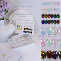 NOUVEAU – Collection de poudres à ongles effet miroir et chrome aurore 12 couleurs avec présentoir de couleurs en acrylique et emballage en boîte pour le nail art DIY
