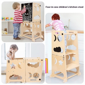 Moderner grenz überschreiten der faltbarer hölzerner stehender Küchen leiter hocker Early Education Painting Zeichenbrett Klettergerüst Spielzeug - Product Image 3