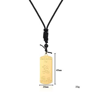 Collier personnalisé en acier inoxydable plaqué or carte de tarot 12 <span class=keywords><strong>horoscope</strong></span> signe du zodiaque collier pendentif tressé en corde de nylon noir - Product Image 1