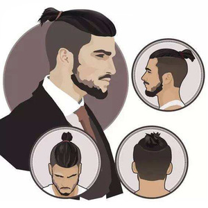 Perruque chignon pour <span class=keywords><strong>homme</strong></span>, accessoires de coiffure pour costume ancien, <span class=keywords><strong>cheveux</strong></span> courts, mini-chignon moelleux en vrais <span class=keywords><strong>cheveux</strong></span>, anneau à <span class=keywords><strong>cheveux</strong></span>, outil pour chignon, OMBRE - Product Image 2