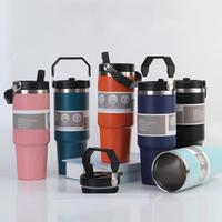 Bouteilles d'eau isothermes en acier inoxydable 304, anti-fuite, avec paille, personnalisables, avec manchon en papier, 20oz et 30oz