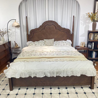 KMJ Vintage Maßgefertigtes Amerikanisches Antik-Stil Klassisches King-Size Schlafzimmer-Set Holzgeschnitzte Villa-Schlafzimmer-Sets
