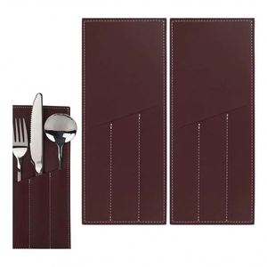 Pochette en cuir PU pour couverts, étuis en cuir pour couverts, porte-ustensiles résistants à l'huile, accessoires pour restaurant - Product Image 1