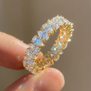 SMOR26 S925 Sterling Silver Pear Cut Moissanite Eternity Band <strong>Ring</strong> D Color VVS Pear Shape Moissanite <strong>Full</strong> Eternity <strong>Finger</strong> <strong>Ring</strong> - Product Image 1