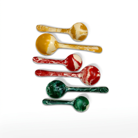 Set Peralatan Sajian Salad Resin Buatan Tangan dengan Efek Marmer, Aman untuk Mesin Cuci Piring dan Microwave, Cocok untuk Pesta di Rumah, Katering, dan Peralatan Makan