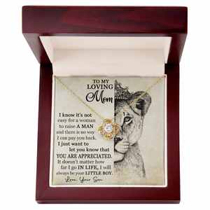 Collier UIONEN Lion Queen Mom en cuivre avec nœud d'amour classique et carte personnalisée avec texte - Cadeau de la fête des mères de la part de son fils - Product Image 5