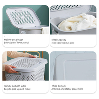 Panier à linge en plastique en gros, grand panier à linge sale avec couvercle, panier de rangement pour la maison
