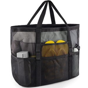 Bolso de viaje grande de malla para la playa, bolso de playa familiar con 9 bolsillos, bolsa de toalla de playa, carrito de ducha ligero para vacaciones - Product Image 4