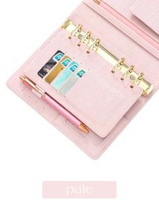 洪博最畅销的6环A6十字纹Epi皮革宽松仪表板飞叶，用于规划器，带6个卡槽 & 一个弹性笔环 - Product Image 2