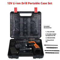 Grande réduction, vente flash, outils électriques combinés OEM, perceuses sans fil 12v, batterie au lithium, bricolage, usage domestique, étui souple portable, garantie de 3 ans