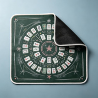 Tapis de Mahjong Art Déco, motif géométrique mosaïque, lignes dorées, bleu marine, antidérapant, pour table de Mahjong américaine, maison et club
