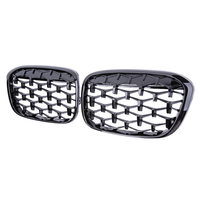 Rejilla Delantera de Doble Listón Negro Diamante ABS de Ajuste Perfecto para BMW X1 F48 F49 2016-2019 |   Reemplazo de Rejilla de Radiador de Ajuste Directo