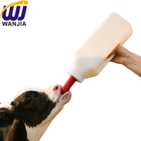 Biberon pour veaux WANJIA 2L Grande capacité Anti-fuite Distributeur de lait en plastique avec poignée pour veaux nouveau-nés Agneaux Utilisation en élevage