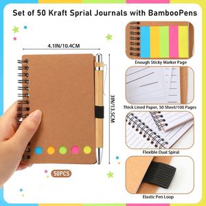 สมุดแพลนเนอร์รายวัน A5 สีสันสดใส ปกแข็งแบบสันห่วง พร้อมกระดาษโน้ตแบบมีกาวในตัว ปากกา และกระดาษคราฟท์ อุปกรณ์การเรียน - Product Image 2