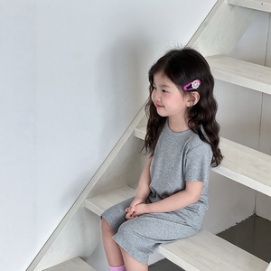Conjunto de <span class=keywords><strong>Ropa</strong></span> de Dormir de Verano <span class=keywords><strong>para</strong></span> Niñas, de Algodón Acanalado, Manga Corta, Estilo Informal - Product Image 1