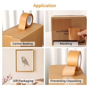 เทปกาวกระดาษคราฟท์สีน้ำตาลแบบยึดติดเอง เป็นมิตรกับสิ่งแวดล้อม สำหรับปิดผนึกกล่องบรรจุภัณฑ์ จัดส่งสินค้า พิมพ์โลโก้ตามสั่ง - Product Image 6