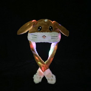 N622 Cute Rabbit Ears Hat Plush Move Airbag Magnet Cap Regalo de felpa LED Luz móvil Sombreros cálidos de invierno - Product Image 3