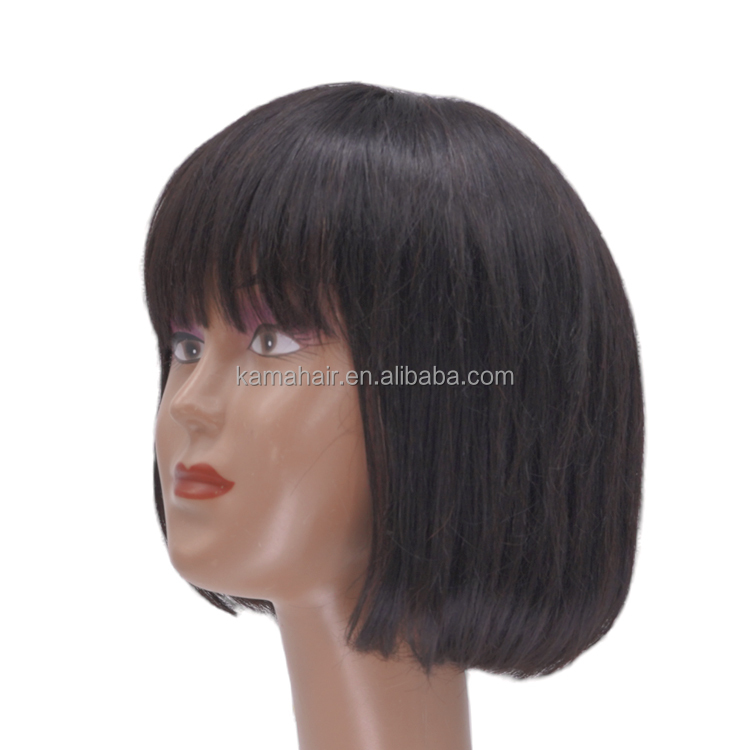 KAMA Romance Allure Straight Bob Wig Brazilian Remy Hair Human Hair Wigs for Women Ombre Color Full Machine Made Wig With Bang Detail Section 1