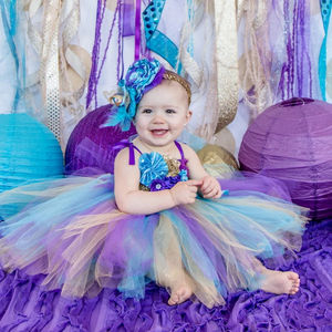 नवजात शिशु लड़की के कपड़े सेट इंद्रधनुष फूल लड़की पोशाक बच्चों जन्मदिन का गेंद पजामा बच्चों कस्टम बुटीक मरमेड कपड़े - Product Image 1