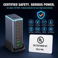 Chargeur GaN 660W, station de charge USB C de bureau à 8 ports, 6 USB-C PD 100W + 2 USB-A QC 30W pour ordinateur portable MacBook, homologué UL